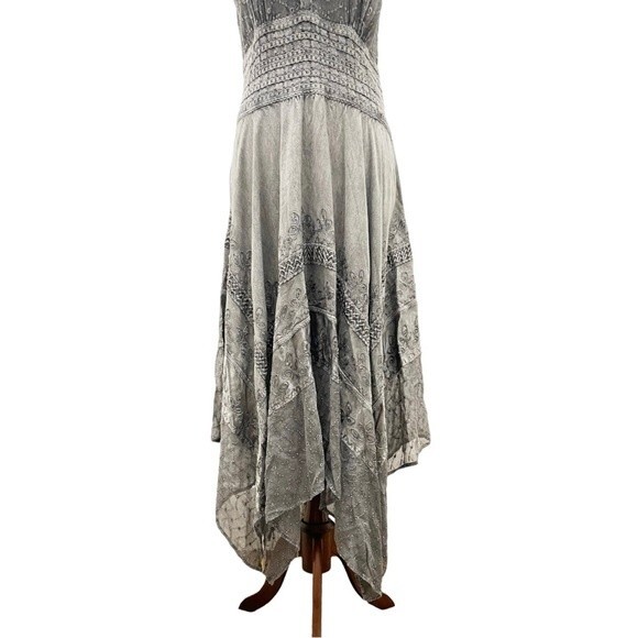 NWT Himalayan Arts Wear Boho Embroidered Gray Halter Maxi Dress Size Medium NEW - Picture 5 of 12